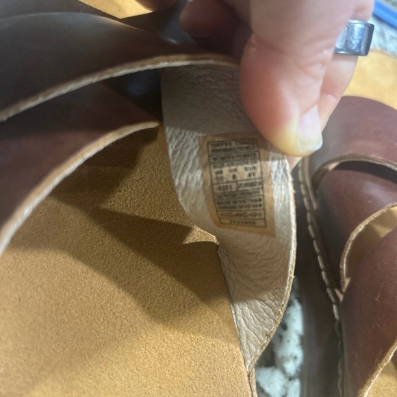 Chaco Brown Leather Crisscross Slide Sandals - Picture 4 of 6